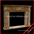 hand carved travertine stone fireplace mantel